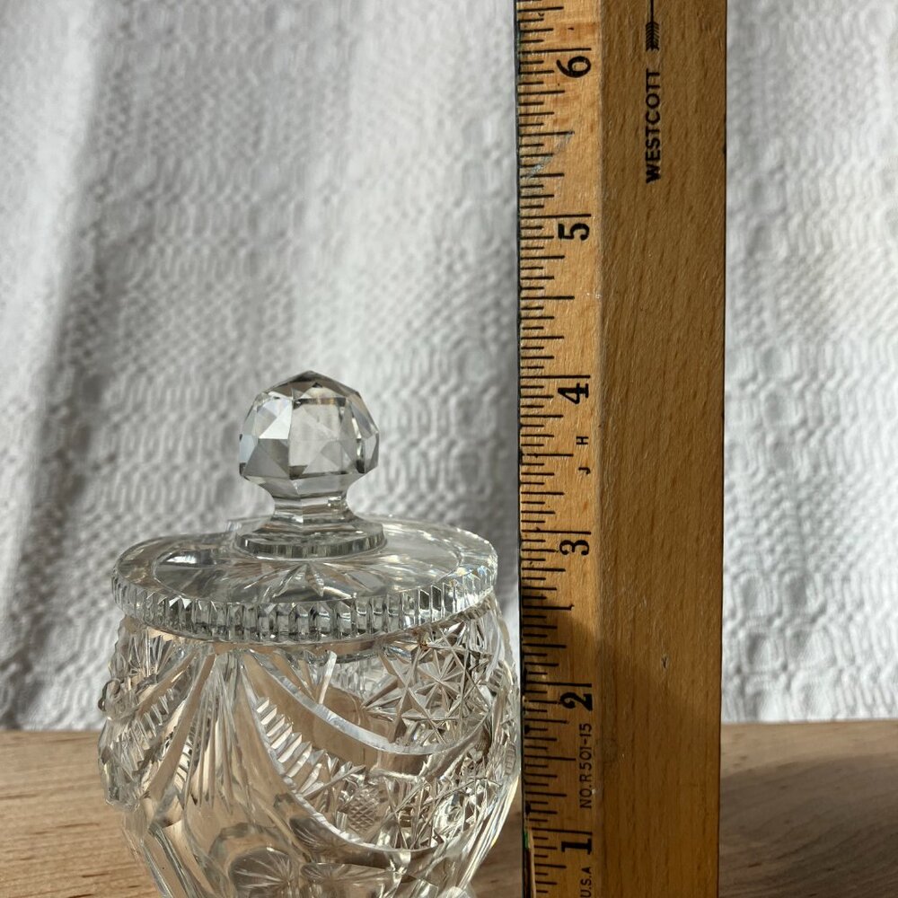 American Brilliant Cut Glass Jam/Jelly Jar with Lid - Picture 8 of 10